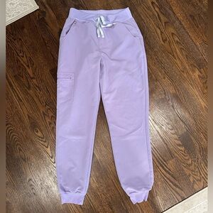 Figs Zamora High Waisted 2.0 Jogger Scrub Pants Lavender Dew Size Small
